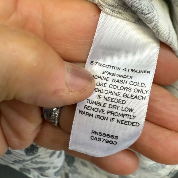 NWT Nordstrom Trim Fit Floral Print Button Down Shirt Mens Small White Gray - Picture 8 of 8